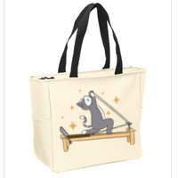 Pilates Cat Lover Funny Zip Tote Bag
