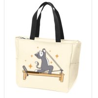 Pilates Cat Lover Funny Zip Tote Bag
