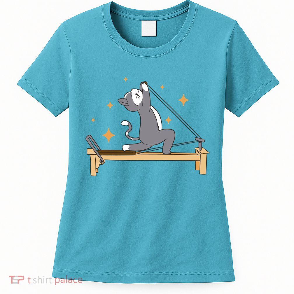 Pilates Cat Lover Funny Womens T-Shirt