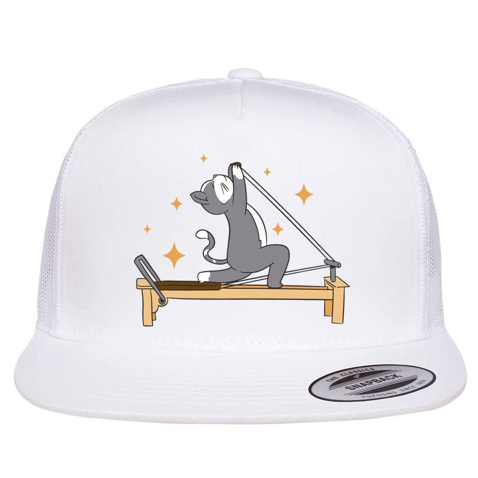 Pilates Cat Lover Funny Flat Bill Trucker Hat