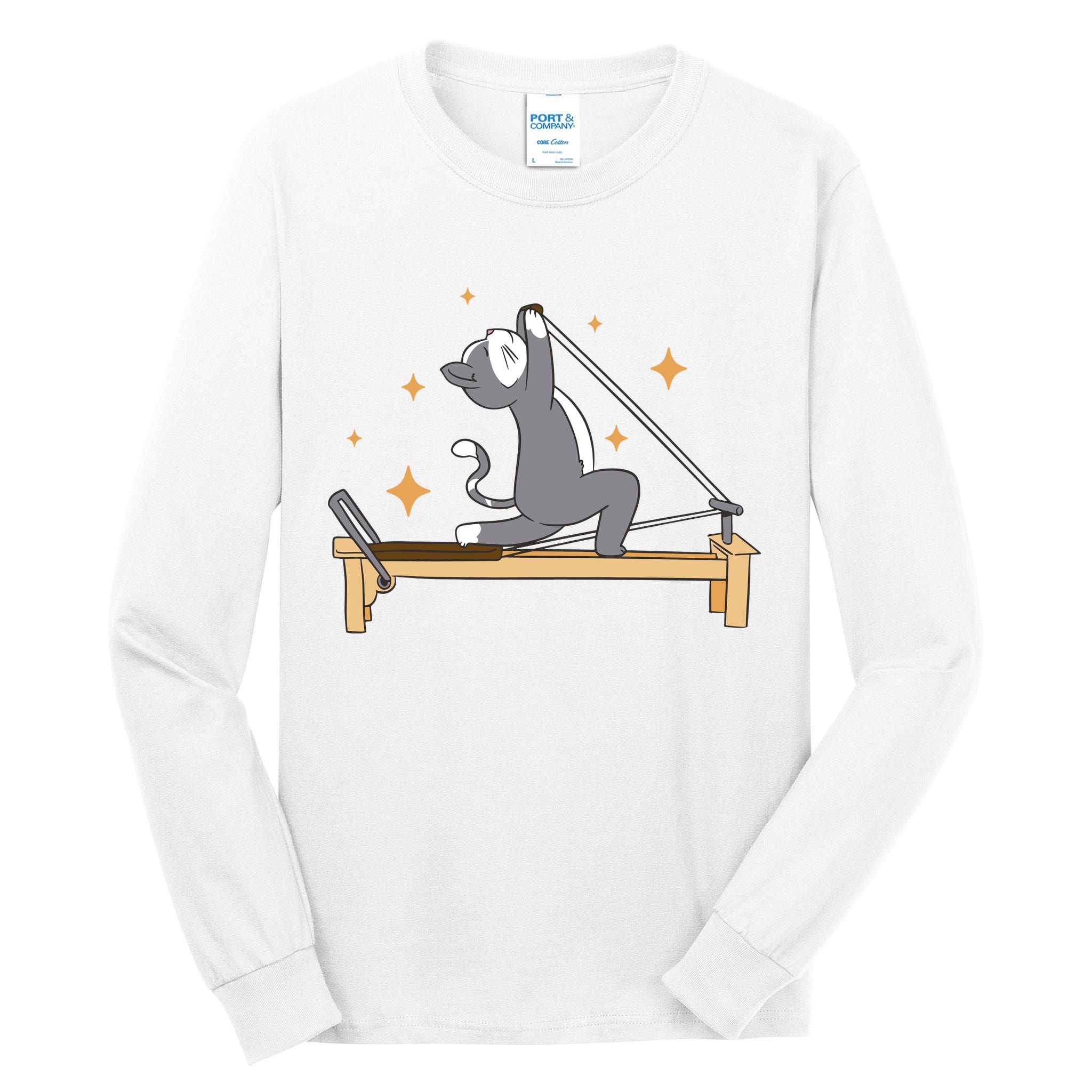 Pilates Cat Lover Funny Tall Long Sleeve T-Shirt