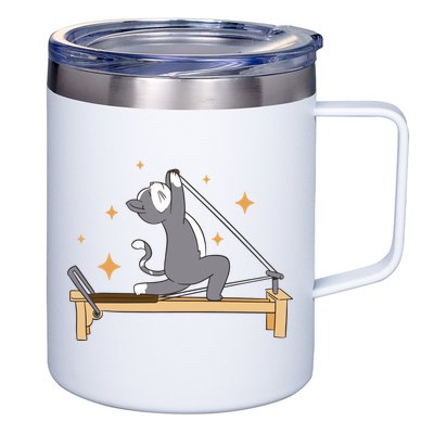 Pilates Cat Lover Funny 12oz Stainless Steel Coffee Mug