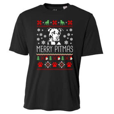 Pitbull Christmas Lovers Merry Pitmas Ugly Christmas Sweatshirt Cooling Performance Crew T-Shirt