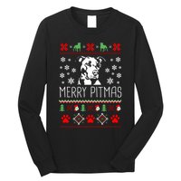 Pitbull Christmas Lovers Merry Pitmas Ugly Christmas Sweatshirt Long Sleeve Shirt