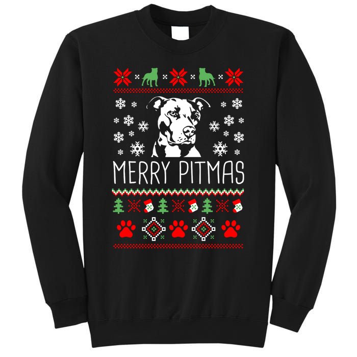 Pitbull Christmas Lovers Merry Pitmas Ugly Christmas Sweatshirt Sweatshirt