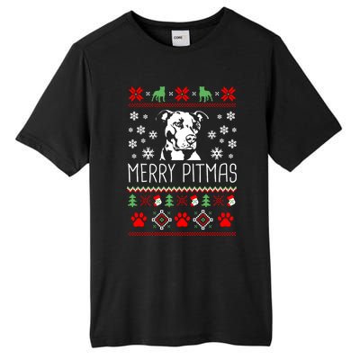 Pitbull Christmas Lovers Merry Pitmas Ugly Christmas Sweatshirt Tall Fusion ChromaSoft Performance T-Shirt