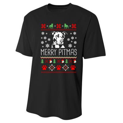 Pitbull Christmas Lovers Merry Pitmas Ugly Christmas Sweatshirt Performance Sprint T-Shirt