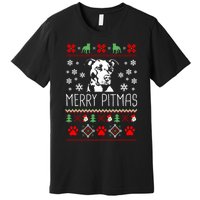 Pitbull Christmas Lovers Merry Pitmas Ugly Christmas Sweatshirt Premium T-Shirt