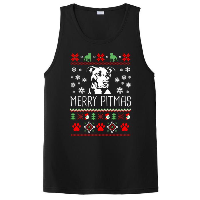 Pitbull Christmas Lovers Merry Pitmas Ugly Christmas Sweatshirt PosiCharge Competitor Tank