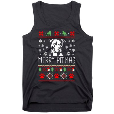 Pitbull Christmas Lovers Merry Pitmas Ugly Christmas Sweatshirt Tank Top