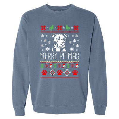 Pitbull Christmas Lovers Merry Pitmas Ugly Christmas Sweatshirt Garment-Dyed Sweatshirt