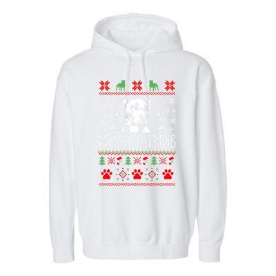 Pitbull Christmas Lovers Merry Pitmas Ugly Christmas Sweatshirt Garment-Dyed Fleece Hoodie