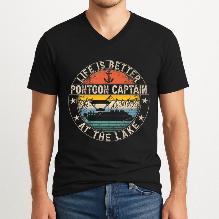 Pontoon Captain Life Is Better At The Lake V-Neck T-Shirt