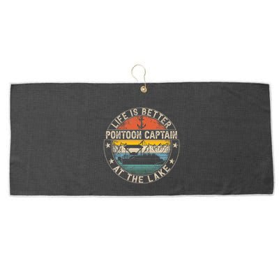 Pontoon Captain Life Is Better At The Lake Large Microfiber Waffle Golf Towel