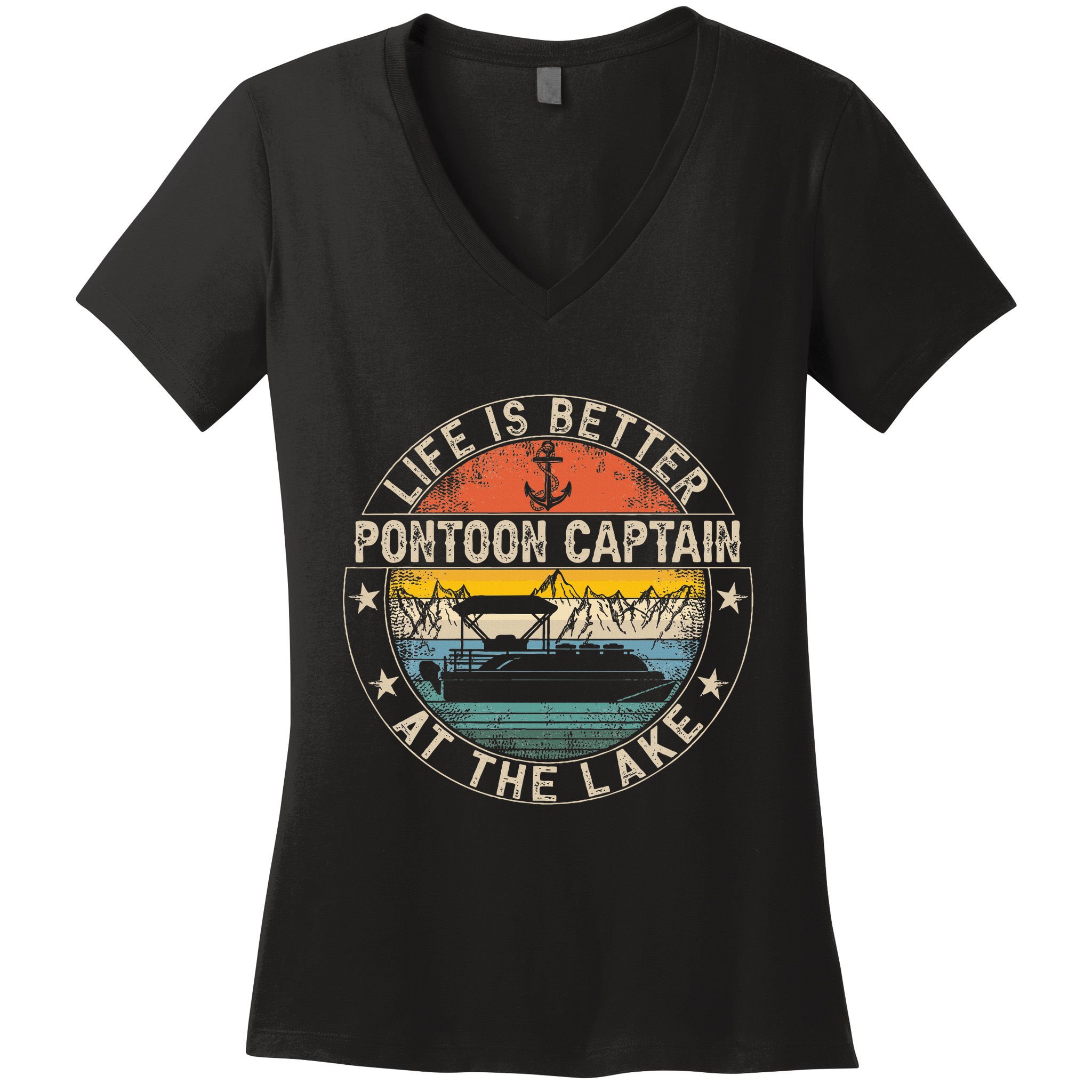 Pontoon Captain Life Is Better At The Lake Women's V-Neck T-Shirt