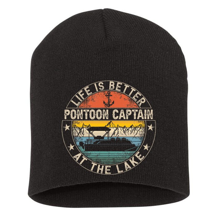 Pontoon Captain Life Is Better At The Lake Short Acrylic Beanie