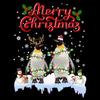 Penguins Christmas Lights Matching Family Xmas Animals Gift Sustainable Bucket Hat