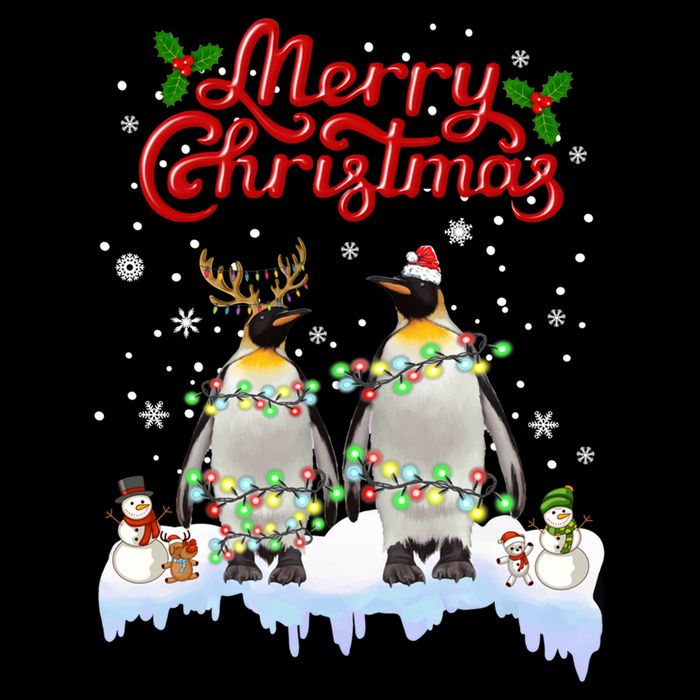 Penguins Christmas Lights Matching Family Xmas Animals Gift Sustainable Bucket Hat