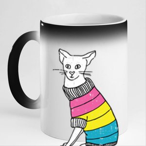 Pansexual Cat Lgbtq Pride Cute Kitten Kitty Proud Ally Gift 11oz Black Color Changing Mug