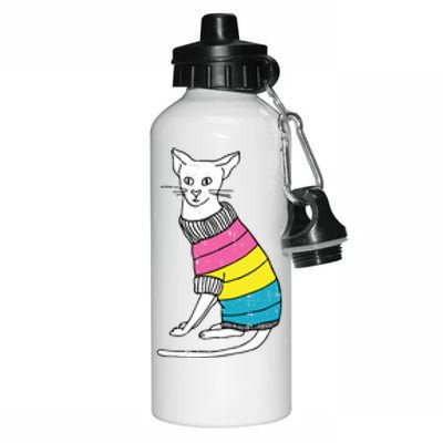 Pansexual Cat Lgbtq Pride Cute Kitten Kitty Proud Ally Gift Aluminum Water Bottle