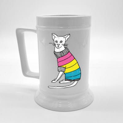 Pansexual Cat Lgbtq Pride Cute Kitten Kitty Proud Ally Gift Beer Stein