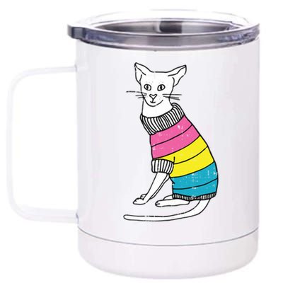 Pansexual Cat Lgbtq Pride Cute Kitten Kitty Proud Ally Gift 12 oz Stainless Steel Tumbler Cup