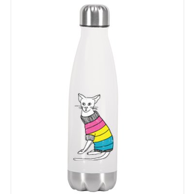 Pansexual Cat Lgbtq Pride Cute Kitten Kitty Proud Ally Gift Stainless Steel Insulated Water Bottle