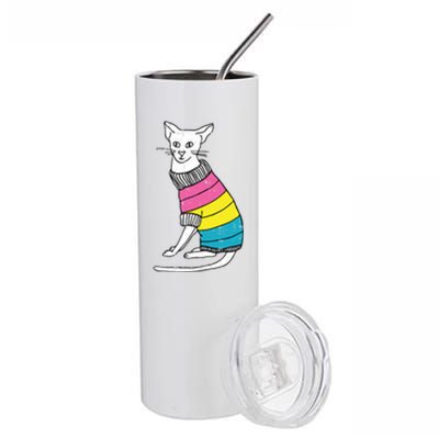 Pansexual Cat Lgbtq Pride Cute Kitten Kitty Proud Ally Gift Stainless Steel Tumbler