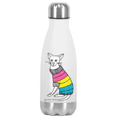 Pansexual Cat Lgbtq Pride Cute Kitten Kitty Proud Ally Gift Stainless Steel Insulated Water Bottle