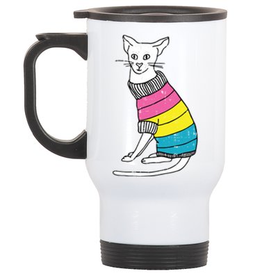 Pansexual Cat Lgbtq Pride Cute Kitten Kitty Proud Ally Gift Stainless Steel Travel Mug