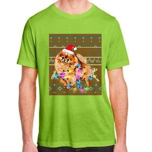 Pomeranian Christmas Lights Ugly Sweater Pomeranian Lover Gift Adult ChromaSoft Performance T-Shirt