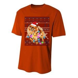 Pomeranian Christmas Lights Ugly Sweater Pomeranian Lover Gift Performance Sprint T-Shirt