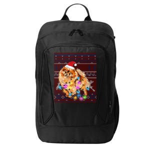 Pomeranian Christmas Lights Ugly Sweater Pomeranian Lover Gift City Backpack