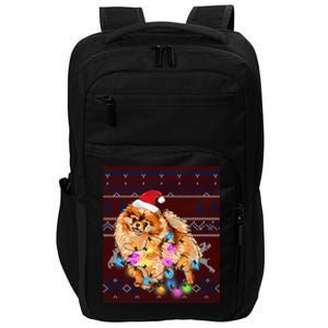 Pomeranian Christmas Lights Ugly Sweater Pomeranian Lover Gift Impact Tech Backpack