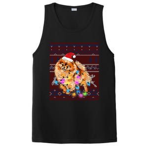 Pomeranian Christmas Lights Ugly Sweater Pomeranian Lover Gift PosiCharge Competitor Tank