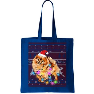 Pomeranian Christmas Lights Ugly Sweater Pomeranian Lover Gift Tote Bag