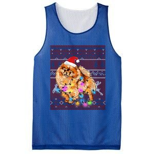 Pomeranian Christmas Lights Ugly Sweater Pomeranian Lover Gift Mesh Reversible Basketball Jersey Tank