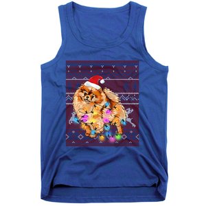 Pomeranian Christmas Lights Ugly Sweater Pomeranian Lover Gift Tank Top