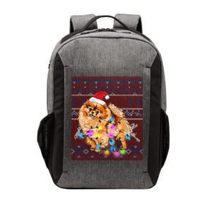 Pomeranian Christmas Lights Ugly Sweater Pomeranian Lover Gift Vector Backpack