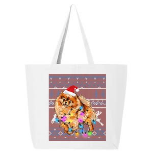 Pomeranian Christmas Lights Ugly Sweater Pomeranian Lover Gift 25L Jumbo Tote