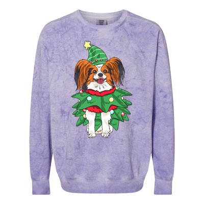 Papillon Christmas Lights Funny Xmas Dog Lover Pajama Colorblast Crewneck Sweatshirt