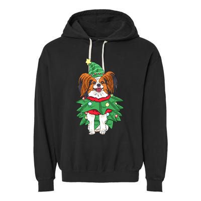 Papillon Christmas Lights Funny Xmas Dog Lover Pajama Garment-Dyed Fleece Hoodie