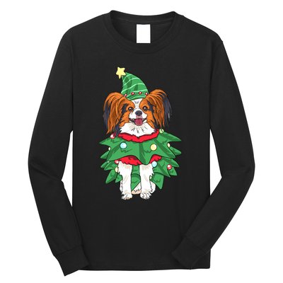 Papillon Christmas Lights Funny Xmas Dog Lover Pajama Long Sleeve Shirt