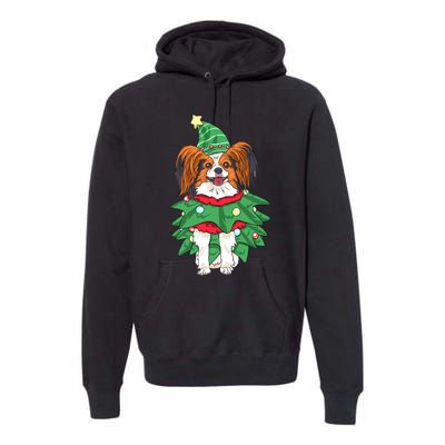 Papillon Christmas Lights Funny Xmas Dog Lover Pajama Premium Hoodie