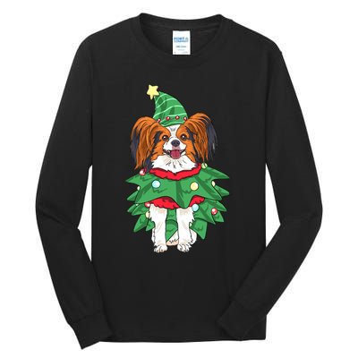 Papillon Christmas Lights Funny Xmas Dog Lover Pajama Tall Long Sleeve T-Shirt