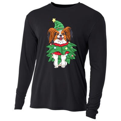 Papillon Christmas Lights Funny Xmas Dog Lover Pajama Cooling Performance Long Sleeve Crew