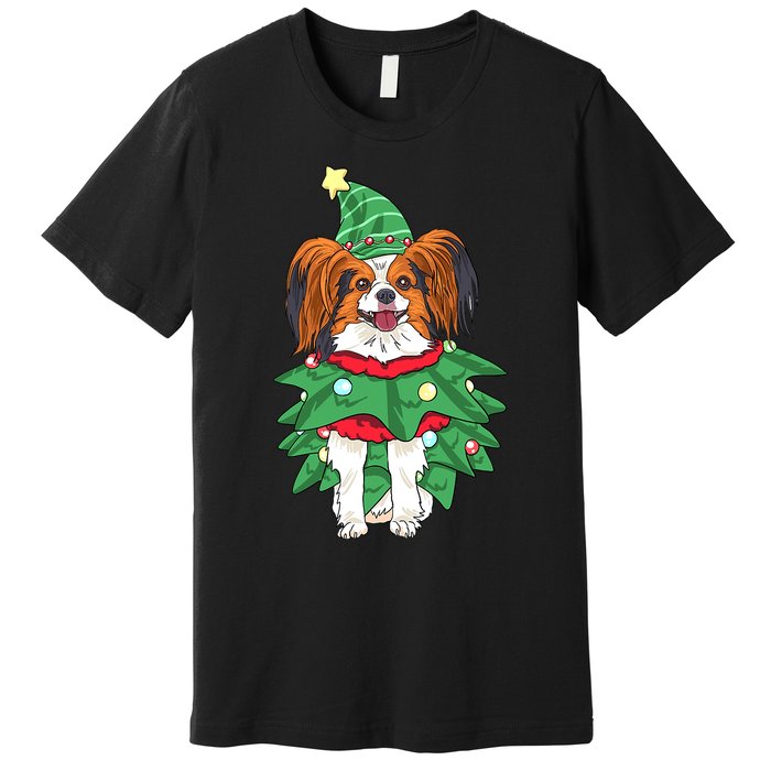 Papillon Christmas Lights Funny Xmas Dog Lover Pajama Premium T-Shirt