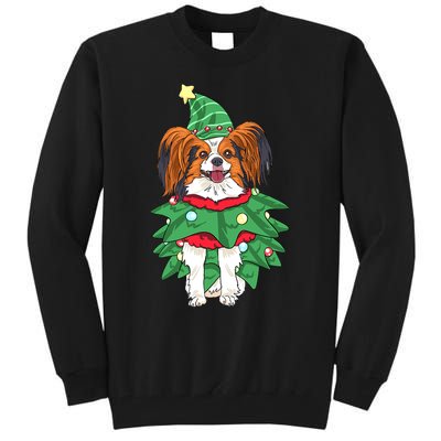 Papillon Christmas Lights Funny Xmas Dog Lover Pajama Tall Sweatshirt