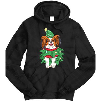 Papillon Christmas Lights Funny Xmas Dog Lover Pajama Tie Dye Hoodie