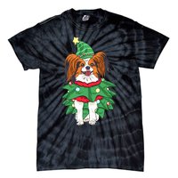 Papillon Christmas Lights Funny Xmas Dog Lover Pajama Tie-Dye T-Shirt